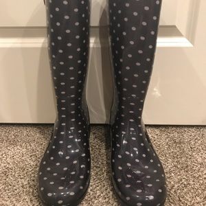 Ugg boots. Navy with white polka dots.